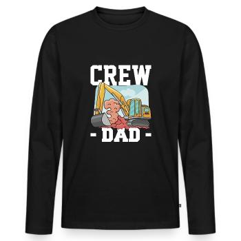 Crew Dad Excavator Driver Shirt Gift - Men's Premium Organic Long Sleeve Shirt - black - Front - Nico (187cm)
