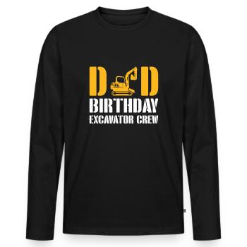Dad Birthday Excavator Shirt Gift Excavator - Men's Premium Organic Long Sleeve Shirt - black - Front - Nico (187cm)