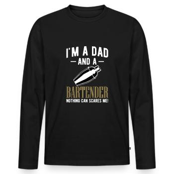 Dans Une chemise de papa et de barman - T-shirt manches longues Premium bio Homme - noir - Devant - Nico (187cm)