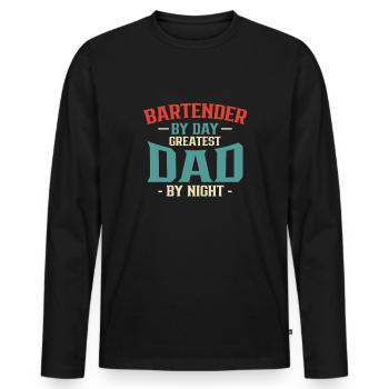 Bartender By Day Greatest Dad By Night - Men's Premium Organic Long Sleeve Shirt - black - Front - Nico (187cm)