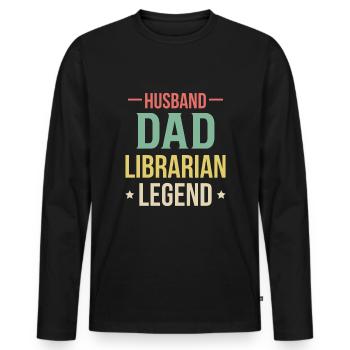 Mari Papa Bibliothécaire Chemise Légende - T-shirt manches longues Premium bio Homme - noir - Devant - Nico (187cm)