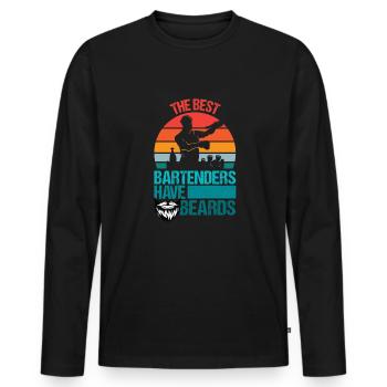 The Best Bartenders Have Beards Shirt Gift - Men's Premium Organic Long Sleeve Shirt - black - Front - Nico (187cm)