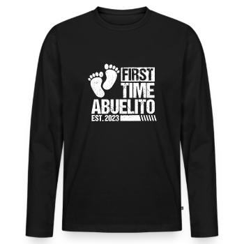 First Time Abuelito 2023 Shirt Geschenk Großvater - Männer Premium Bio Langarmshirt - Schwarz - Vorne - Nico (187cm)