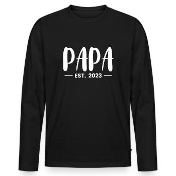 Papa Est. 2023 Cadeau de Chemise - T-shirt manches longues Premium bio Homme - noir - Devant - Nico (187cm)