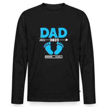 Dad 2023 Shirt Geschenk Loading - Männer Premium Bio Langarmshirt - Schwarz - Vorne - Nico (187cm)