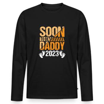 Soon To Be Daddy 2023 Shirt Geschenk - Männer Premium Bio Langarmshirt - Schwarz - Vorne - Nico (187cm)