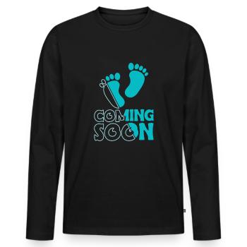 Coming Soon Shirt Papa Shirt Geschenk - Männer Premium Bio Langarmshirt - Schwarz - Vorne - Nico (187cm)