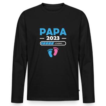 Papa 2023 Loading Shirt Geschenk - Männer Premium Bio Langarmshirt - Schwarz - Vorne - Nico (187cm)