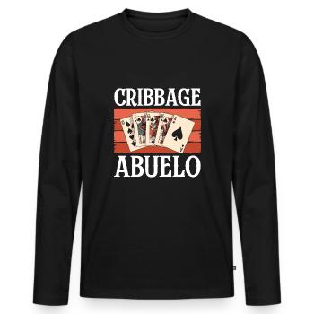 Cribbage Abuelo Shirt Grandpa Grandpa - Men's Premium Organic Long Sleeve Shirt - black - Front - Nico (187cm)