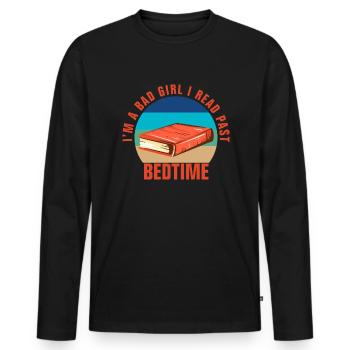 Bibliophiles Buch Sassy Bücherwurm Lesen Sie nach dem Schlafengehen - Männer Premium Bio Langarmshirt - Schwarz - Vorne - Nico (187cm)