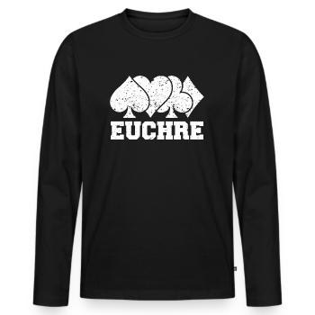 Euchre Vintage Euchre Card Board Game - T-shirt manches longues Premium bio Homme - noir - Devant - Nico (187cm)