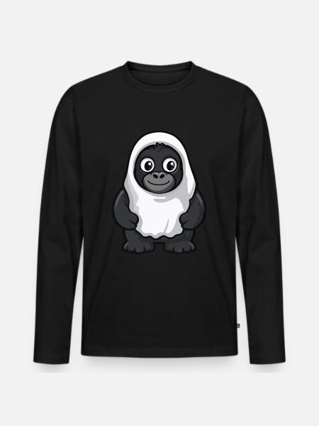 Gorilla Halloween Funny Ghost - Men's Premium Organic Long Sleeve Shirt - black