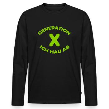GENERATION X - Männer Premium Bio Langarmshirt - Schwarz - Vorne - Nico (187cm)