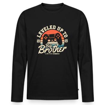 Promu grand frère en 2025 - T-shirt manches longues Premium bio Homme - noir - Devant - Nico (187cm)