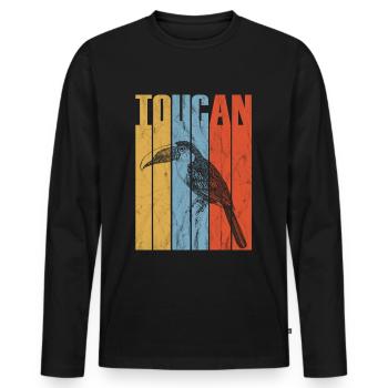 Retro Vintage Toucan Colorful Exotic Bird Banana - Men's Premium Organic Long Sleeve Shirt - black - Front - Nico (187cm)