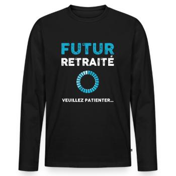Futur retraité, cadeau homme retraite - T-shirt manches longues Premium bio Homme - noir - Devant - Nico (187cm)