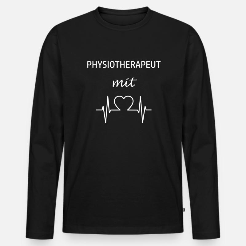 Physiotherapeut mit Herz - Männer Premium Bio Langarmshirt - Schwarz