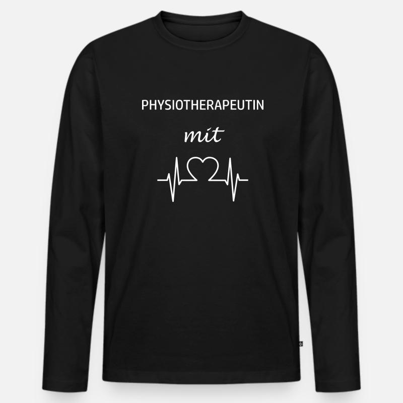 Physiotherapeutin mit Herz - Männer Premium Bio Langarmshirt - Schwarz