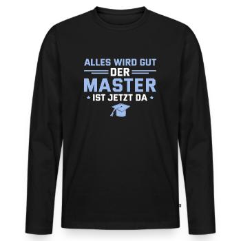 Master Studium Bestandene Masterprüfung - Männer Premium Bio Langarmshirt - Schwarz - Vorne - Nico (187cm)