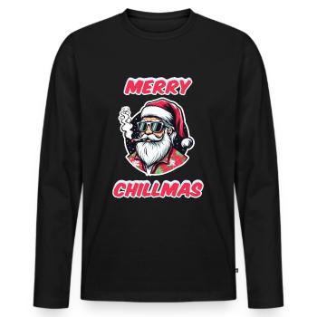 Père Noël Chillmas Cannabis Père Noël - T-shirt manches longues Premium bio Homme - noir - Devant - Nico (187cm)