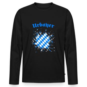 Urbayer, Oberbayern, MInga, Bayer - Männer Premium Bio Langarmshirt - Schwarz - Vorne - Nico (187cm)