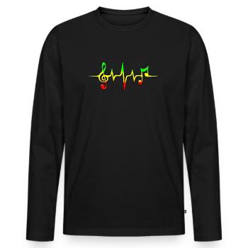 Reggae, music, notes, pulse, frequency, Rastafari - Men's Premium Organic Long Sleeve Shirt - black - Front - Nico (187cm)
