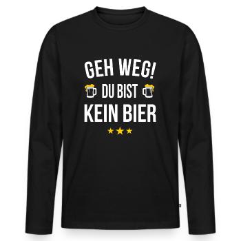 Geh weg du bist kein Bier - Männer Premium Bio Langarmshirt - Schwarz - Vorne - Nico (187cm)