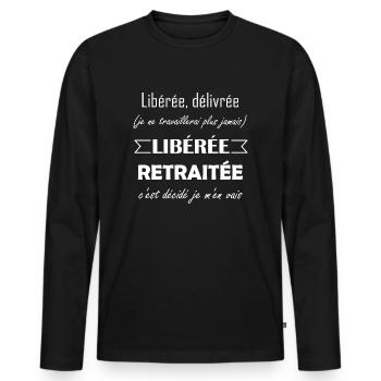 Libérée délivrée cadeau humour citations drôles - T-shirt manches longues Premium bio Homme - noir - Devant - Nico (187cm)