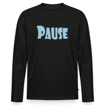 PAUSE - Männer Premium Bio Langarmshirt - Schwarz - Vorne - Nico (187cm)