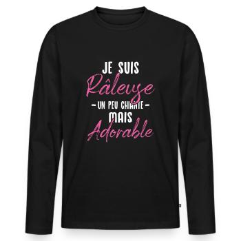 Je suis râleuse un peu chiante mais adorable - T-shirt manches longues Premium bio Homme - noir - Devant - Nico (187cm)