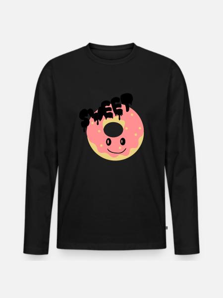 sweet donut - Männer Premium Bio Langarmshirt - Schwarz