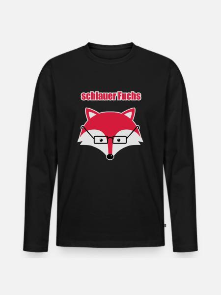 schlauer Fuchs - Männer Premium Bio Langarmshirt - Schwarz