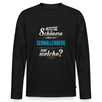 Heimat Stadt - Schmallenberg - blau retro - - Männer Premium Bio Langarmshirt - Schwarz - Vorne - Nico (187cm)