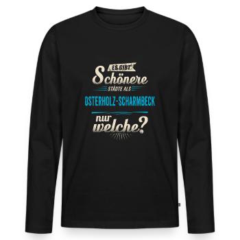 Heimat Stadt - Osterholz Scharmbeck - blau retro - - Männer Premium Bio Langarmshirt - Schwarz - Vorne - Nico (187cm)