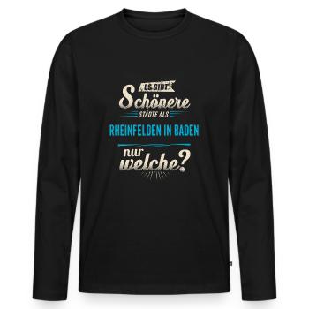 Heimat Stadt - Rheinfelden (Baden) - blau retro - - Männer Premium Bio Langarmshirt - Schwarz - Vorne - Nico (187cm)