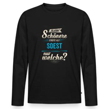 Heimat Stadt - Soest - blau retro - RAHMENLOS - Men's Premium Organic Long Sleeve Shirt - black - Front - Nico (187cm)