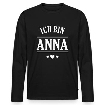 Ich bin Anna - Männer Premium Bio Langarmshirt - Schwarz - Vorne - Nico (187cm)