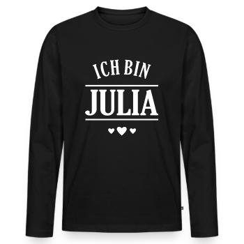 Ich bin Julia - Männer Premium Bio Langarmshirt - Schwarz - Vorne - Nico (187cm)