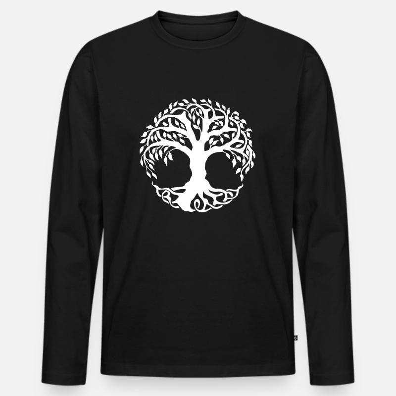 Baum - Männer Premium Bio Langarmshirt - Schwarz