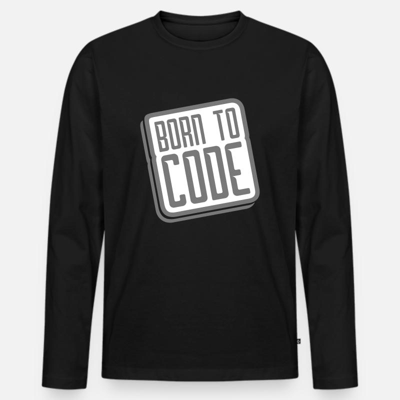 born to code - Männer Premium Bio Langarmshirt - Schwarz