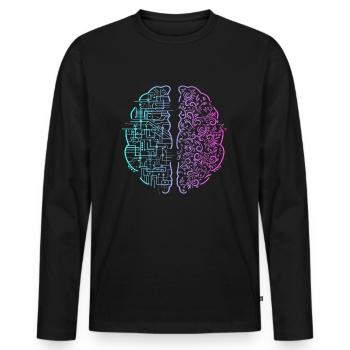 Linkes Gehirn rechts Gehirn - Männer Premium Bio Langarmshirt - Schwarz - Vorne - Nico (187cm)
