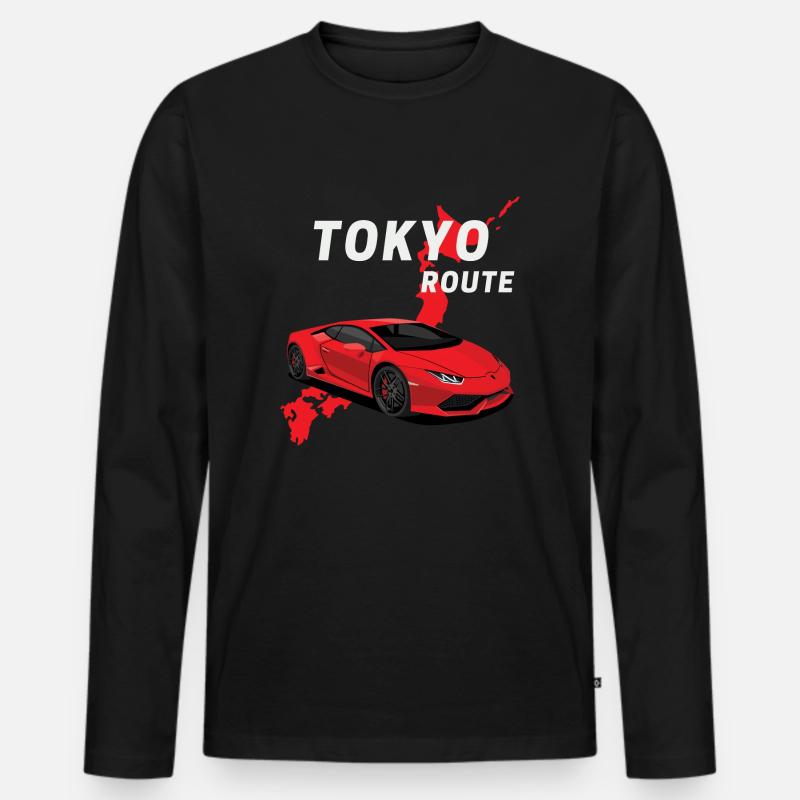 tokyo route - Männer Premium Bio Langarmshirt - Schwarz