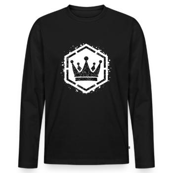 Schwammschablone Krone im Sechseck - Männer Premium Bio Langarmshirt - Schwarz - Vorne - Nico (187cm)