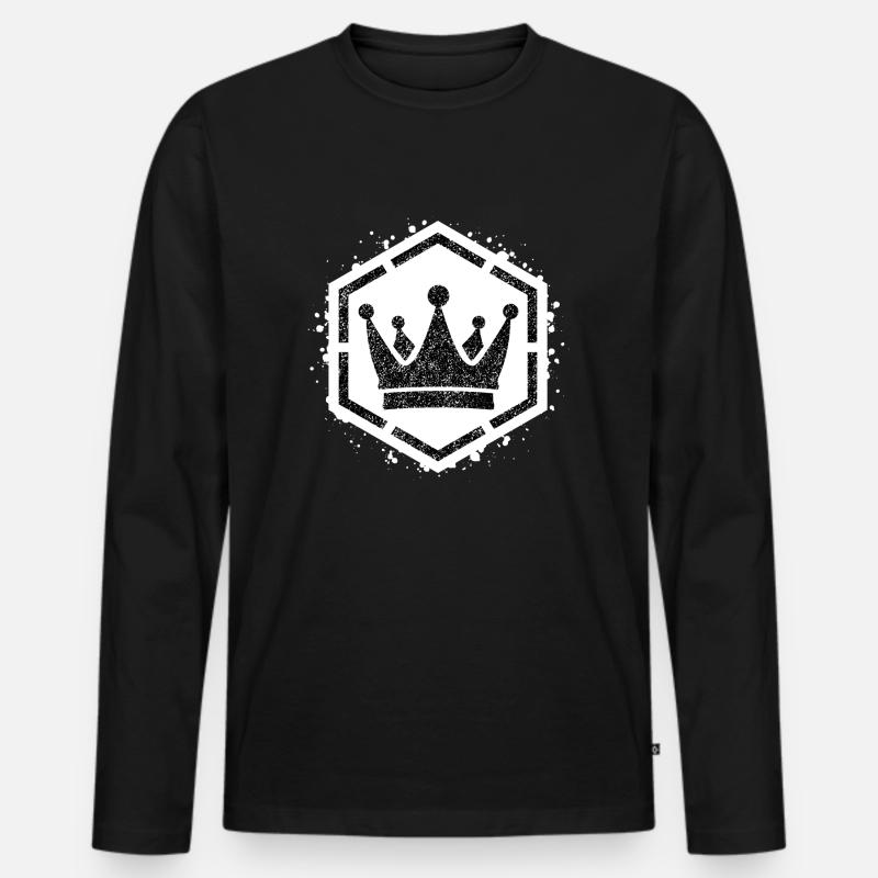 Schwammschablone Krone im Sechseck - Männer Premium Bio Langarmshirt - Schwarz