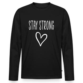 stay strong quote heart - Men's Premium Organic Long Sleeve Shirt - black - Front - Nico (187cm)