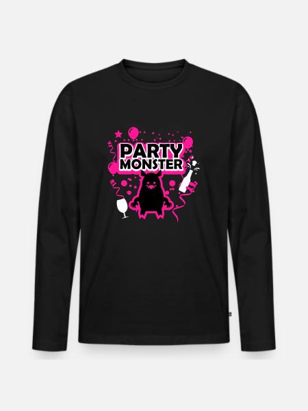Partymonster pink - Männer Premium Bio Langarmshirt - Schwarz