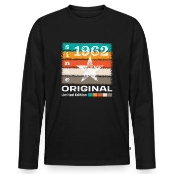 Jahrgang 1962 Retro - Männer Premium Bio Langarmshirt - Schwarz - Vorne - Nico (187cm)