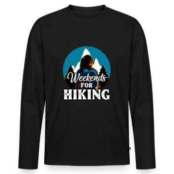 Weekends For Hiking - Männer Premium Bio Langarmshirt - Schwarz - Vorne - Nico (187cm)