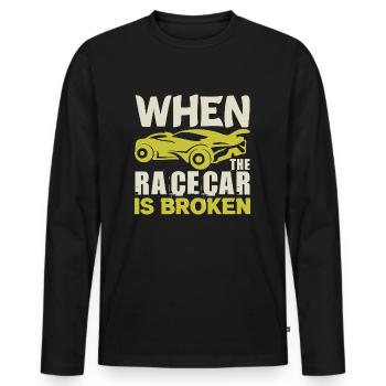 WENN DER RENNWAGEN KAPUTT IST LUSTIG - Männer Premium Bio Langarmshirt - Schwarz - Vorne - Nico (187cm)