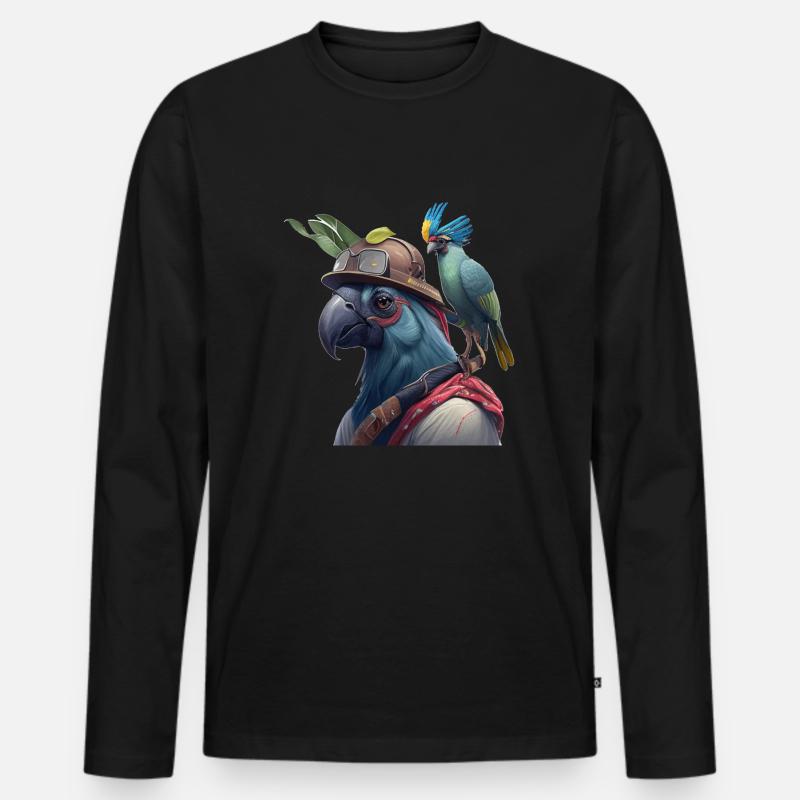 Papageienkopf Geschenk - Männer Premium Bio Langarmshirt - Schwarz